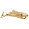 Vintage Shark Pendant with Ruby Eyes in 14K Gold bail