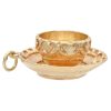 Vintage Tea Cup & Saucer Charm 14K Gold Three-Dimensional