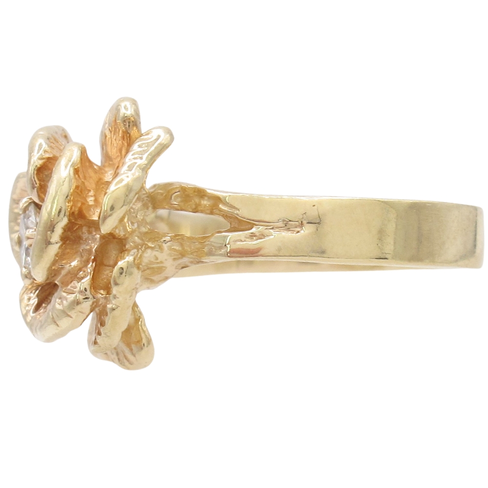 0.25ctw Diamond Rose Flower Ring 14K Gold side 0.25ctw Diamond Rose Flower Ring 14K Gold side