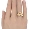 0.25ctw Diamond Rose Flower Ring 14K Gold worn