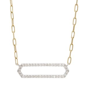 0.38ctw Diamond Paperclip Necklace 14K Two-Tone Gold