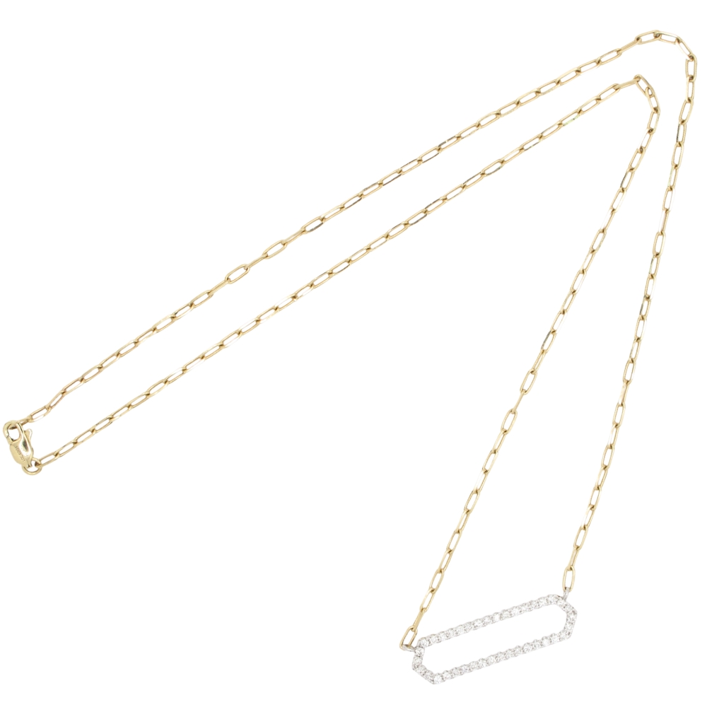 0.38ctw Diamond Paperclip Necklace 14K Two-Tone Gold full 0.38ctw Diamond Paperclip Necklace 14K Two-Tone Gold full