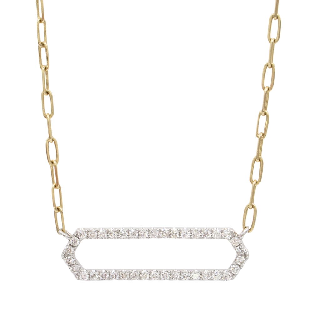 0.38ctw Diamond Paperclip Necklace 14K Two-Tone Gold 0.38ctw Diamond Paperclip Necklace 14K Two-Tone Gold