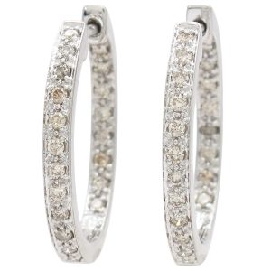 0.40ctw Diamond Inside-Out Hoop Earrings 14K White Gold