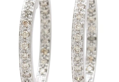 0.40ctw Diamond Inside-Out Hoop Earrings 14K White Gold