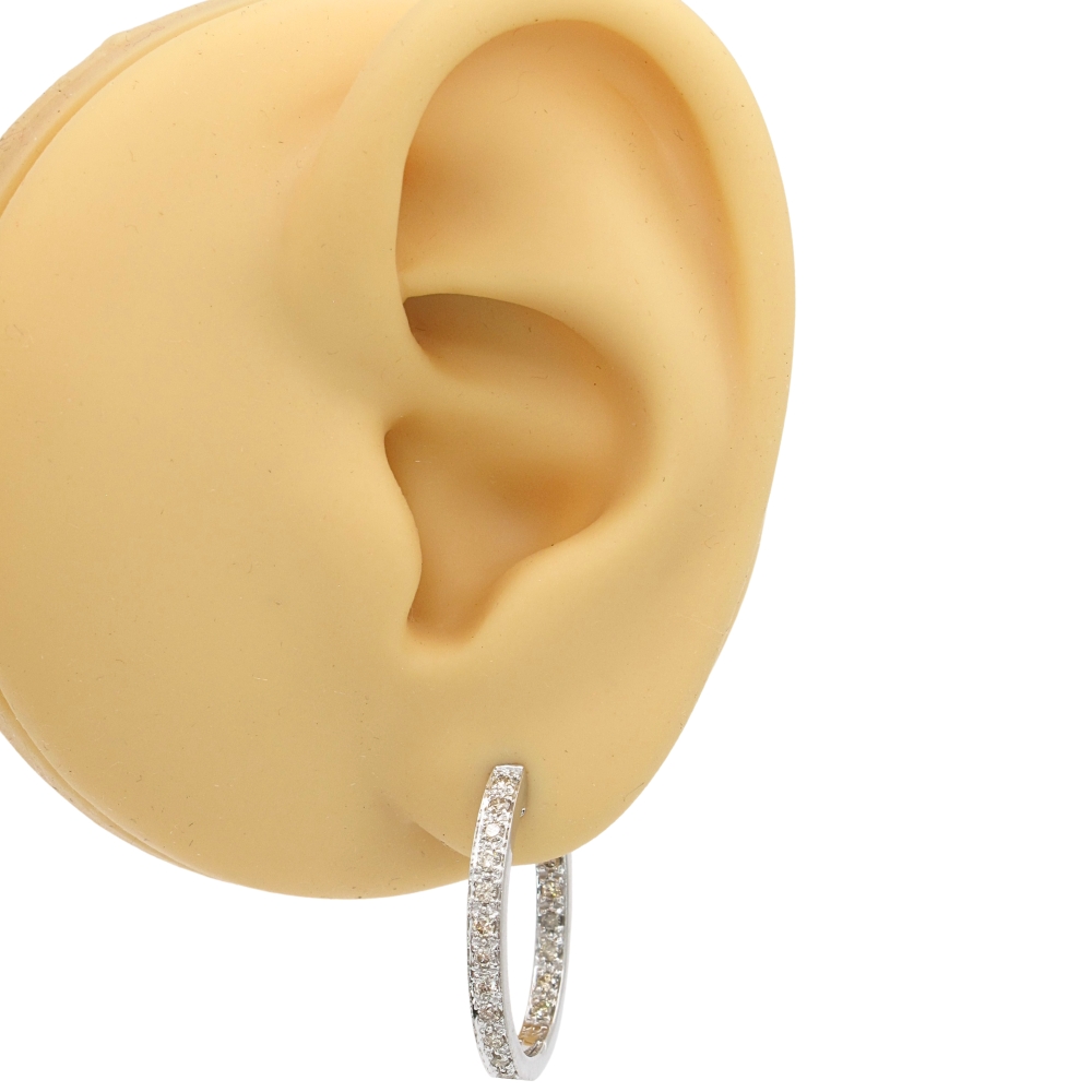 0.40ctw Diamond Inside-Out Hoop Earrings 14K White Gold worn 0.40ctw Diamond Inside-Out Hoop Earrings 14K White Gold worn