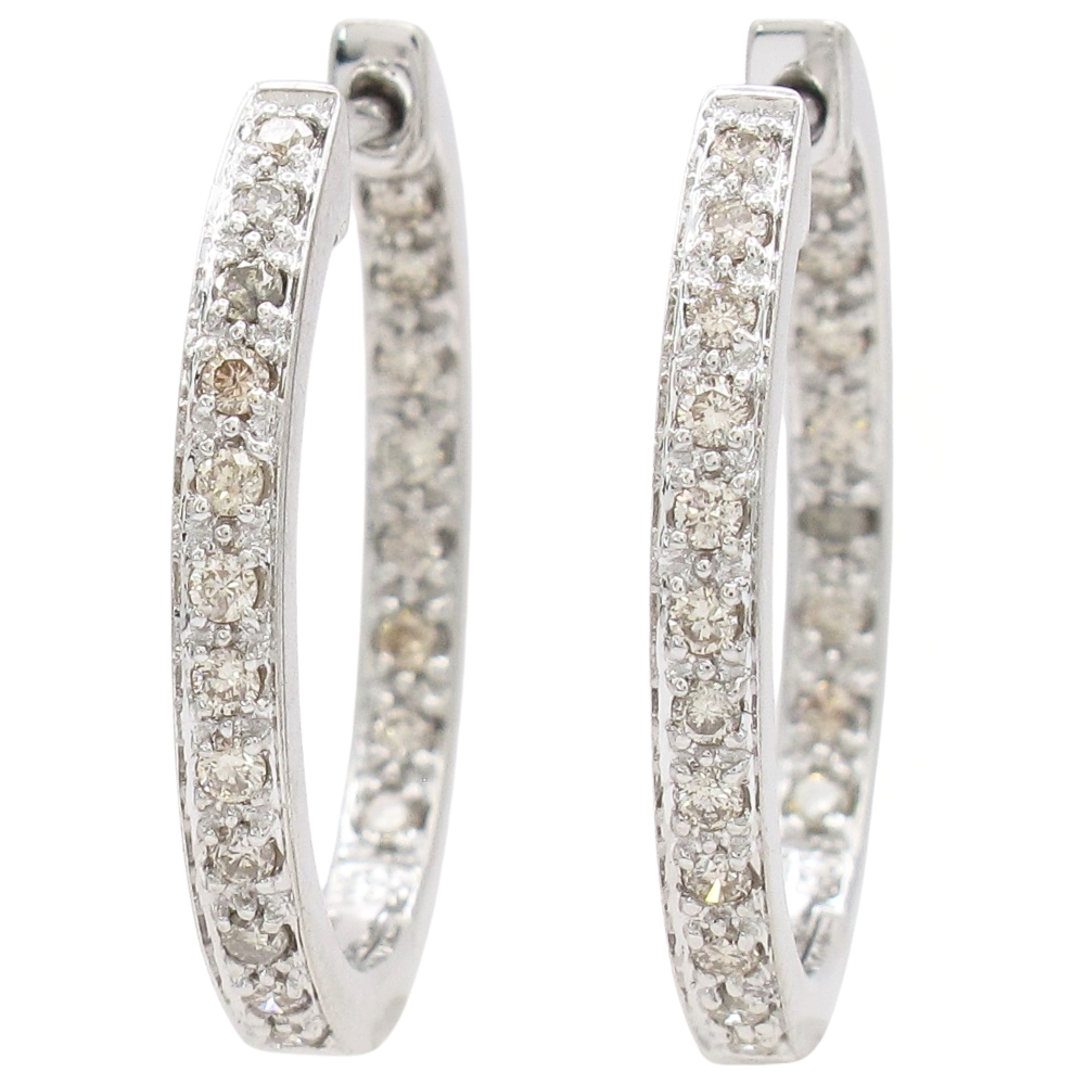 0.40ctw Diamond Inside-Out Hoop Earrings 14K White Gold 0.40ctw Diamond Inside-Out Hoop Earrings 14K White Gold