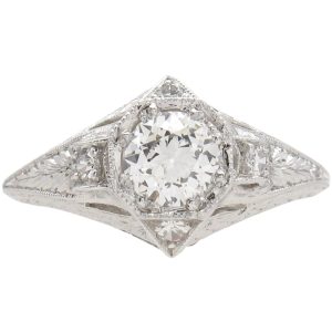 0.46ctw Diamond Art Deco Engagement Ring Platinum