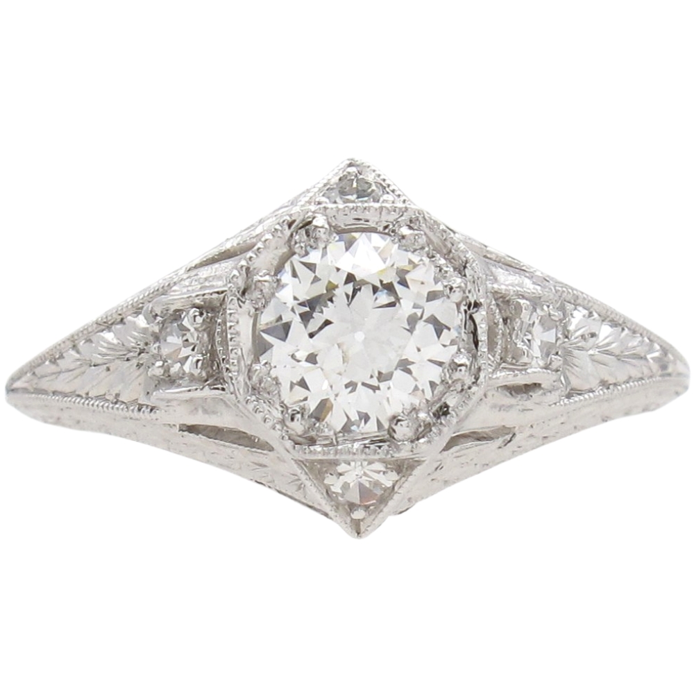0.46ctw Diamond Art Deco Engagement Ring Platinum