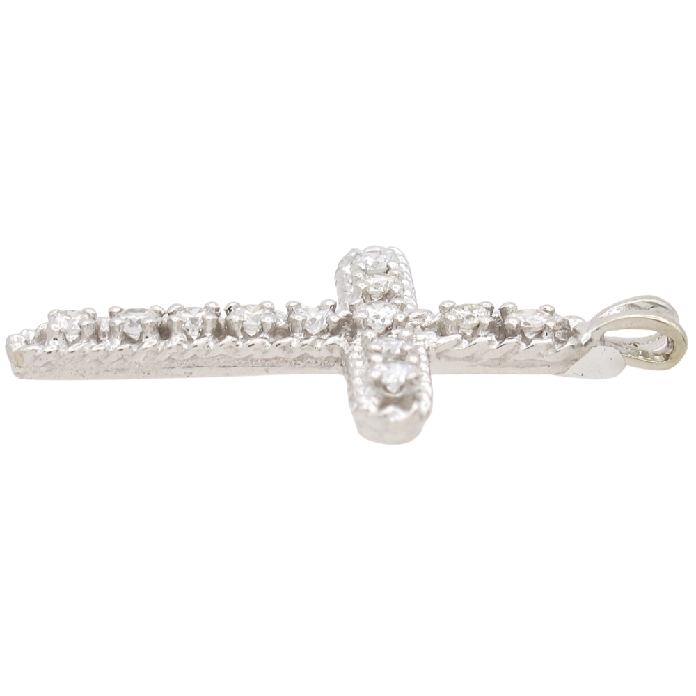 0.48ctw Diamond Cross Pendant 14K White Gold side 0.48ctw Diamond Cross Pendant 14K White Gold side