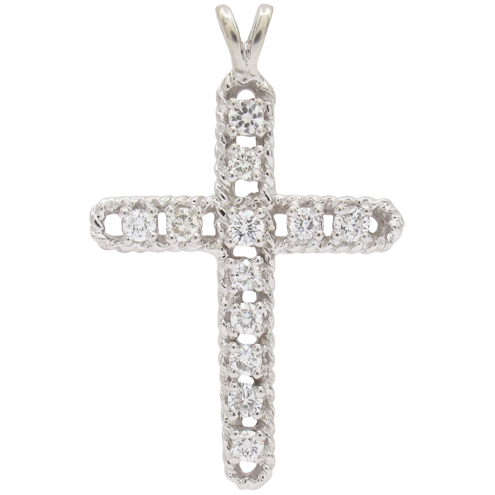 0.48ctw Diamond Cross Pendant 14K White Gold