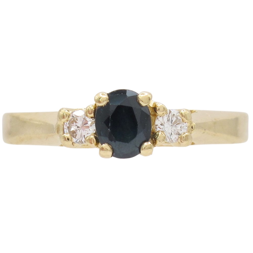 0.50ctw Natural Sapphire Ring with Diamond Accents 14K Gold