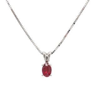 0.60ct Ruby Solitaire Necklace 14K White Gold pendant