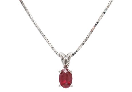 0.60ct Ruby Solitaire Necklace 14K White Gold pendant