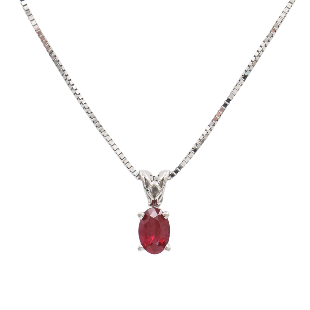 0.60ct Ruby Solitaire Necklace 14K White Gold pendant 0.60ct Ruby Solitaire Necklace 14K White Gold pendant