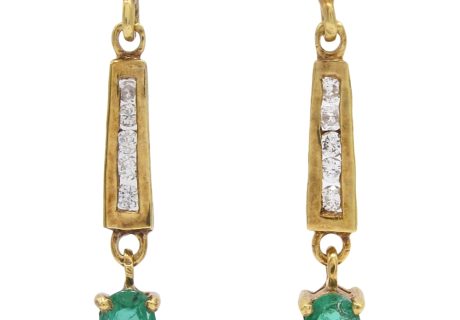 0.60ctw Natural Emerald Dangle Earrings 18K Gold