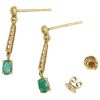 0.60ctw Natural Emerald Dangle Earrings 18K Gold full