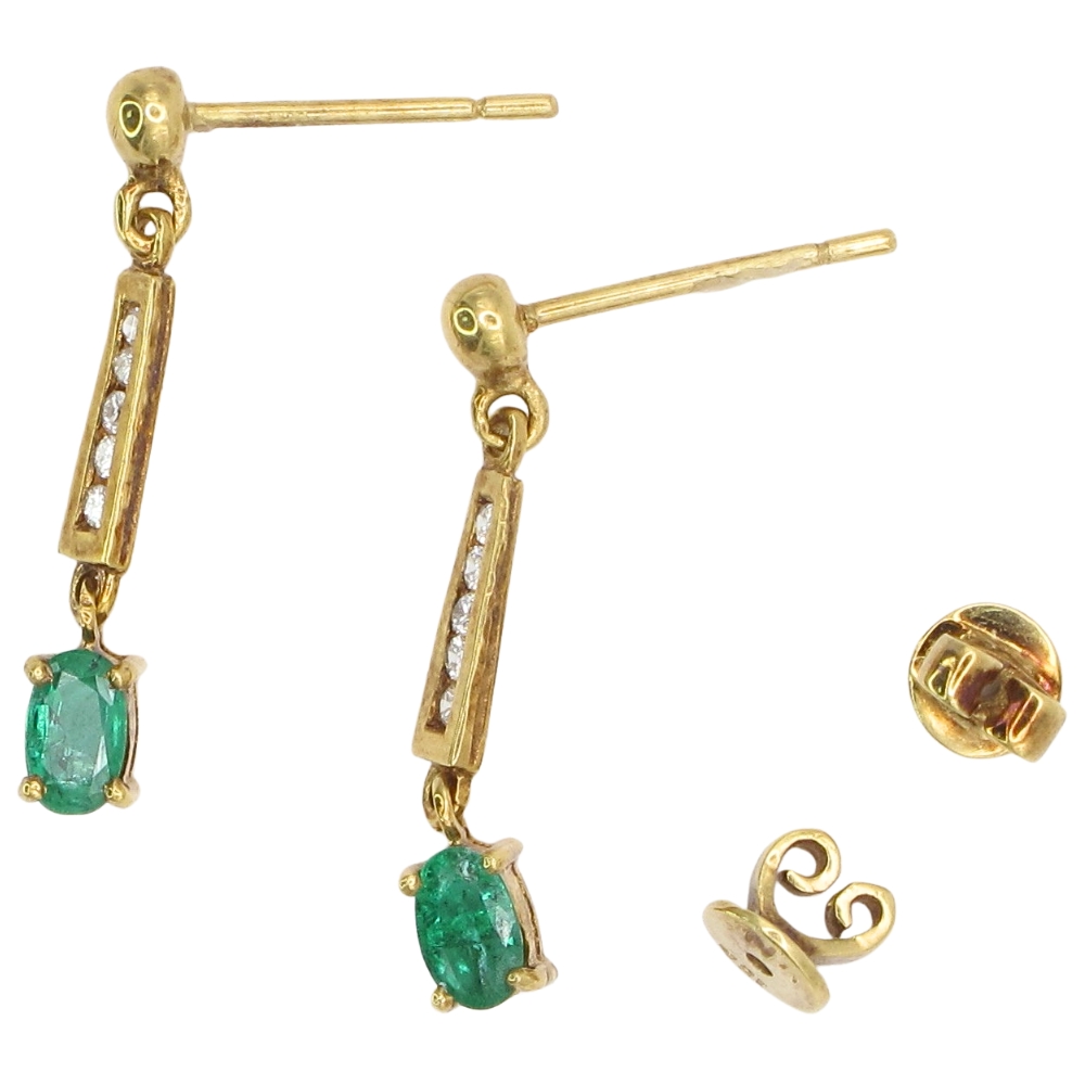 0.60ctw Natural Emerald Dangle Earrings 18K Gold full 0.60ctw Natural Emerald Dangle Earrings 18K Gold full