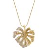 0.75ctw Diamond Monstera Leaf Necklace 14K Gold pendant