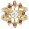 1.0ctw Diamond Fashion Ring with Ruby Accents 14K Gold front