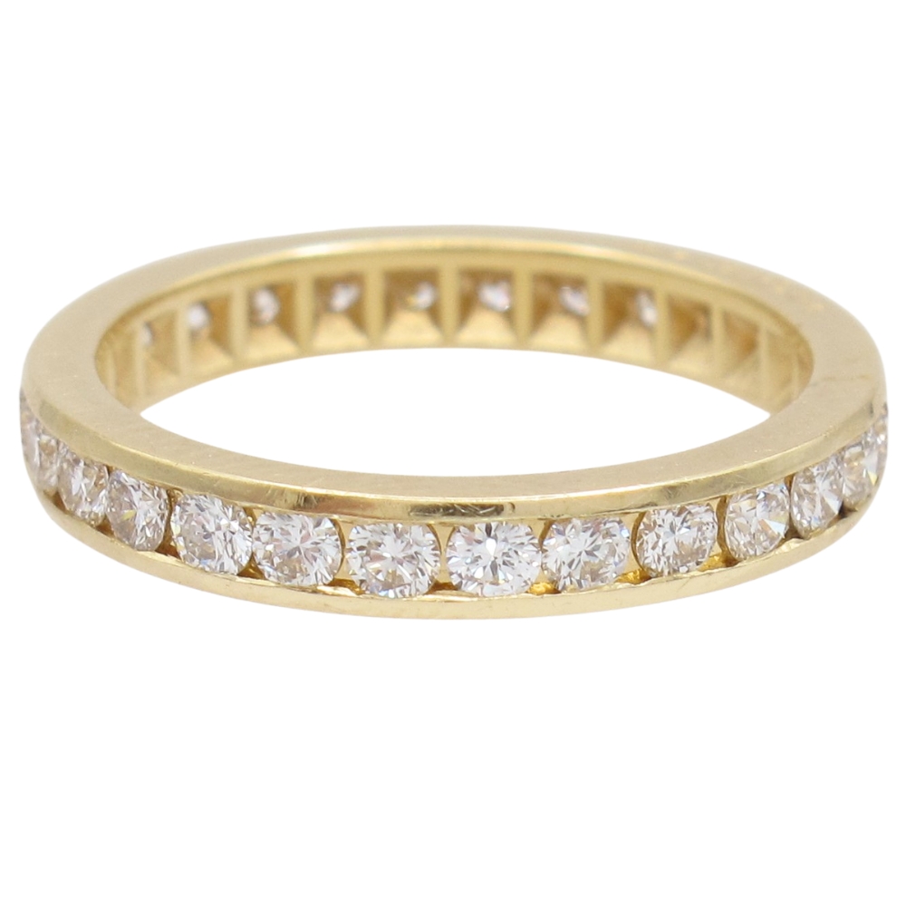 1.12ctw Diamond Eternity Band Ring 18K Gold front and inside 1.12ctw Diamond Eternity Band Ring 18K Gold front and inside