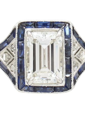 1.19ct Emerald Cut Diamond Edwardian Ring GIA