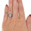 1.19ct Emerald Cut Diamond & Sapphire Edwardian Ring GIA 18K Gold & Platinum Modeled
