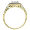 1.19ct Emerald Cut Diamond & Sapphire Edwardian Ring GIA 18K Gold & Platinum Profile
