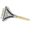 1.19ct Emerald Cut Diamond & Sapphire Edwardian Ring GIA 18K Gold & Platinum Side