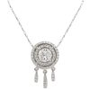 1.2ctw Round Diamond Double Halo Drop Necklace 14K White Gold Front