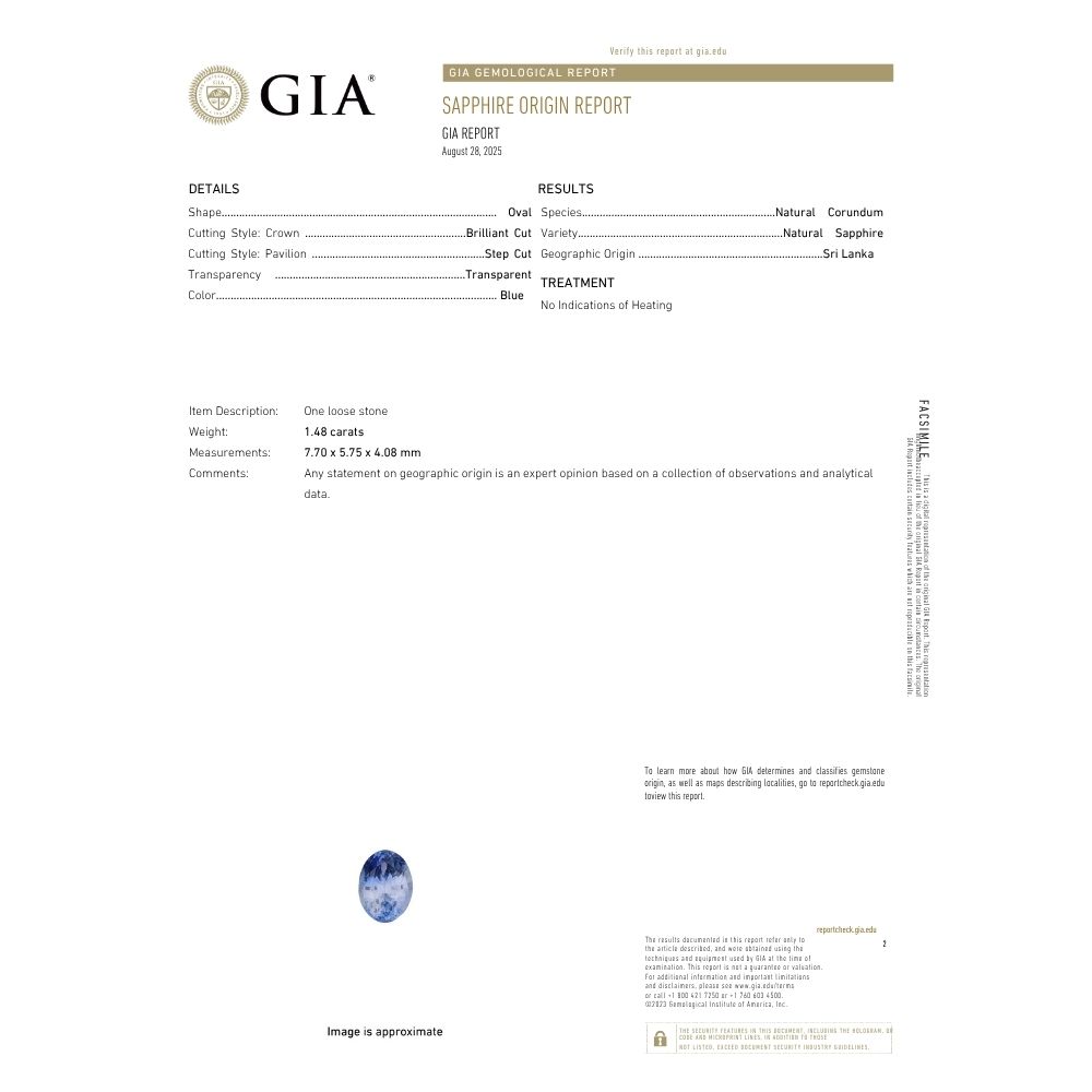 1.48ct Natural Ceylon Sapphire Solitaire Ring 14K GIA Certified Report 1.48ct Natural Ceylon Sapphire Solitaire Ring 14K GIA Certified Report