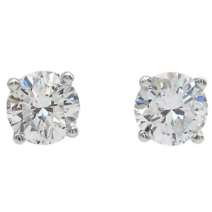 1.4ct Round Diamond Solitaire Stud Earrings 14K White Gold H-I1