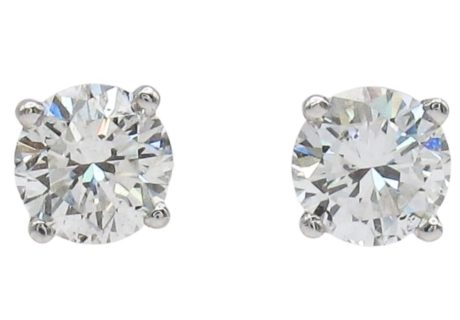 1.4ct Round Diamond Solitaire Stud Earrings 14K White Gold H-I1