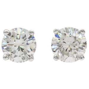 1.4ctw Round Diamond Solitaire Stud Earrings 14K Front