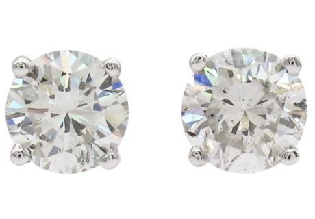 1.4ctw Round Diamond Solitaire Stud Earrings 14K Front