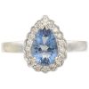 1.67ctw Pear Blue Spinel Ring 14K White Gold front