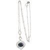 1.72ct Blue Sapphire Diamond Halo Necklace 18K White Gold