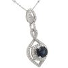 1.72ct Blue Sapphire Diamond Halo Necklace 18K White Gold Side