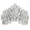 1.73ctw Diamond Chevron 3 Row Band 14K White Gold Front