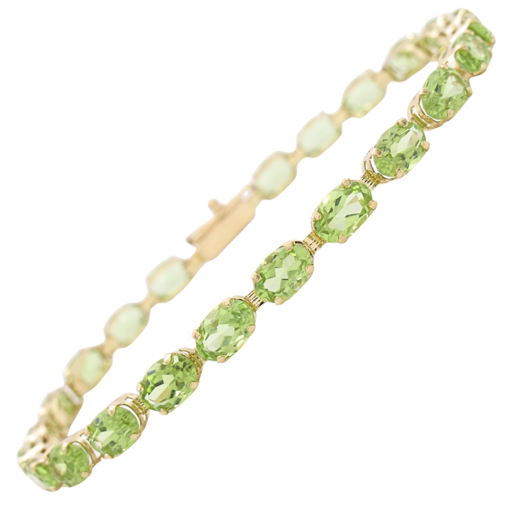 11.50ctw Peridot Line Bracelet 14K Gold
