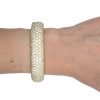 12.75ctw Pave Diamond Bombe Bangle Bracelet 18K Yellow Gold Modeled