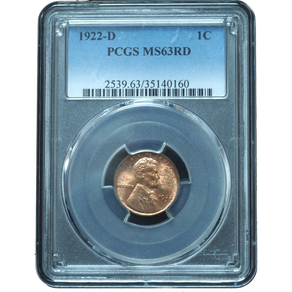 1922-D Lincoln Cent MS63RD PCGS (2) 1922-D Lincoln Cent MS63RD PCGS
