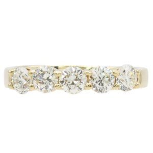 1ctw five Diamond Stack Band Ring 14K Yellow Gold Front