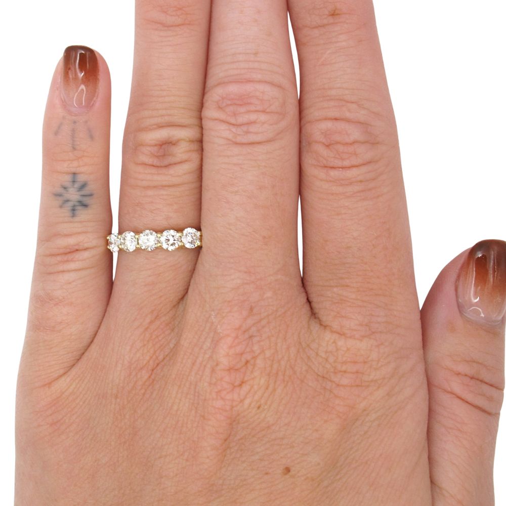 1ctw five Diamond Stack Band Ring 14K Yellow Gold Modeled 1ctw five Diamond Stack Band Ring 14K Yellow Gold Modeled