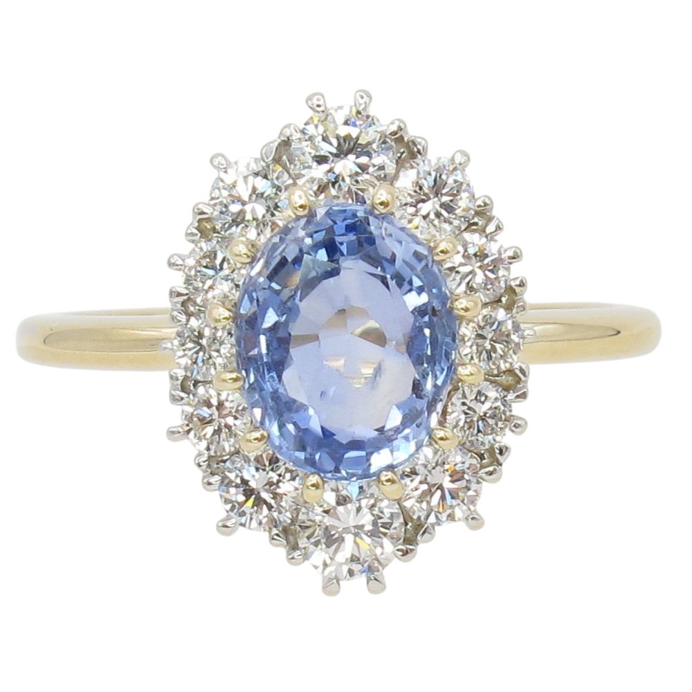 2.03ct Natural No Heat Ceylon Sapphire Diamond Halo Ring 14K GIA Certified 2.03ct Natural No Heat Ceylon Sapphire Diamond Halo Ring 14K GIA Certified