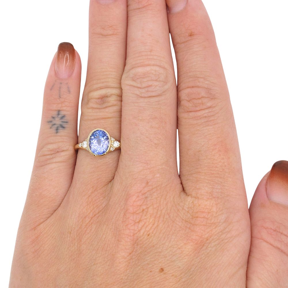 2.31ct Ceylon Sapphire Bezel Set Ring 14K Yellow Gold Gia Certified Modeled 2.31ct Ceylon Sapphire Bezel Set Ring 14K Yellow Gold Gia Certified Modeled