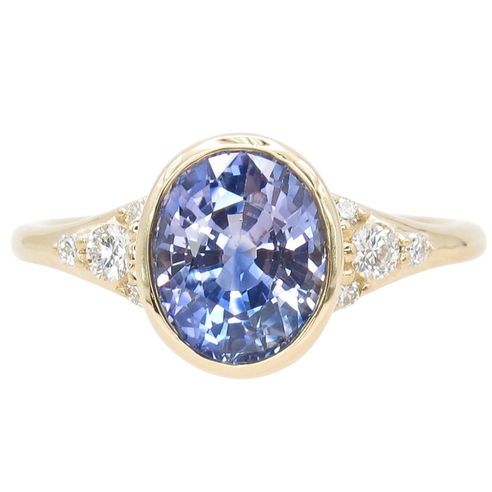 2.31ct Ceylon Sapphire Bezel Set Ring 14K GIA