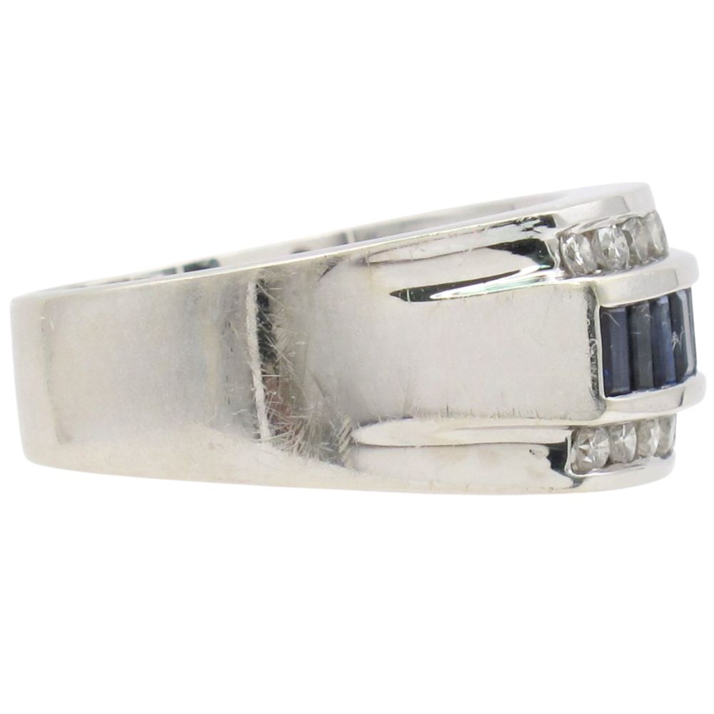 2.34ctw Sapphire & Diamond Men's Ring 14K White Gold Side 2.34ctw Sapphire & Diamond Men's Ring 14K White Gold Side