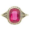 2.96ct Rectangle Ruby Filigree Vintage Ring 14K Two-Tone Gold Front