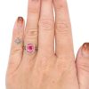 2.96ct Rectangle Ruby Filigree Vintage Ring 14K Two-Tone Gold Modeled (1)